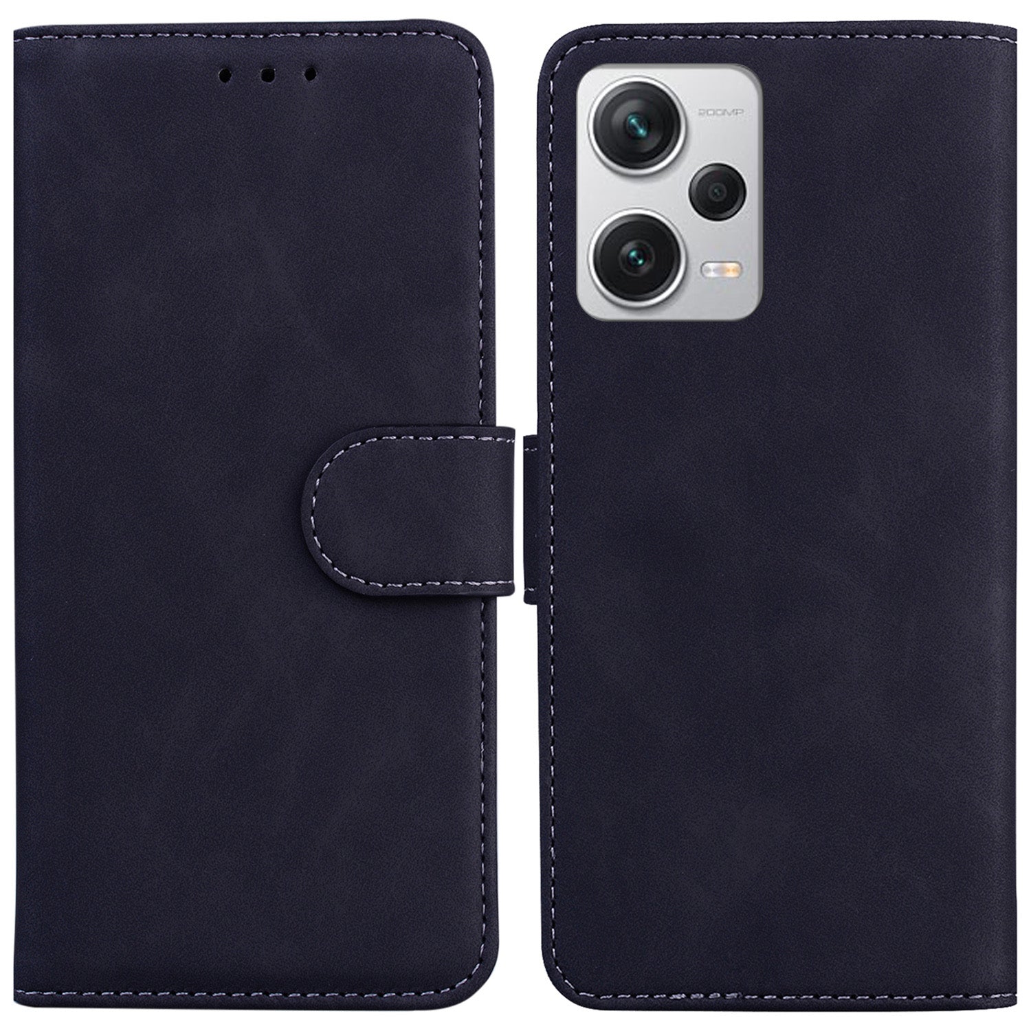 For Xiaomi Redmi Note 12 Pro+ 5G PU Leather Cover Solid Color Wallet Stand Protective Phone Case