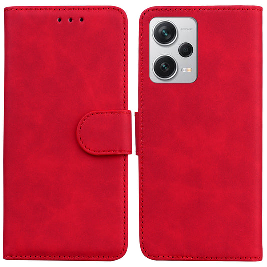 For Xiaomi Redmi Note 12 Pro+ 5G PU Leather Cover Solid Color Wallet Stand Protective Phone Case