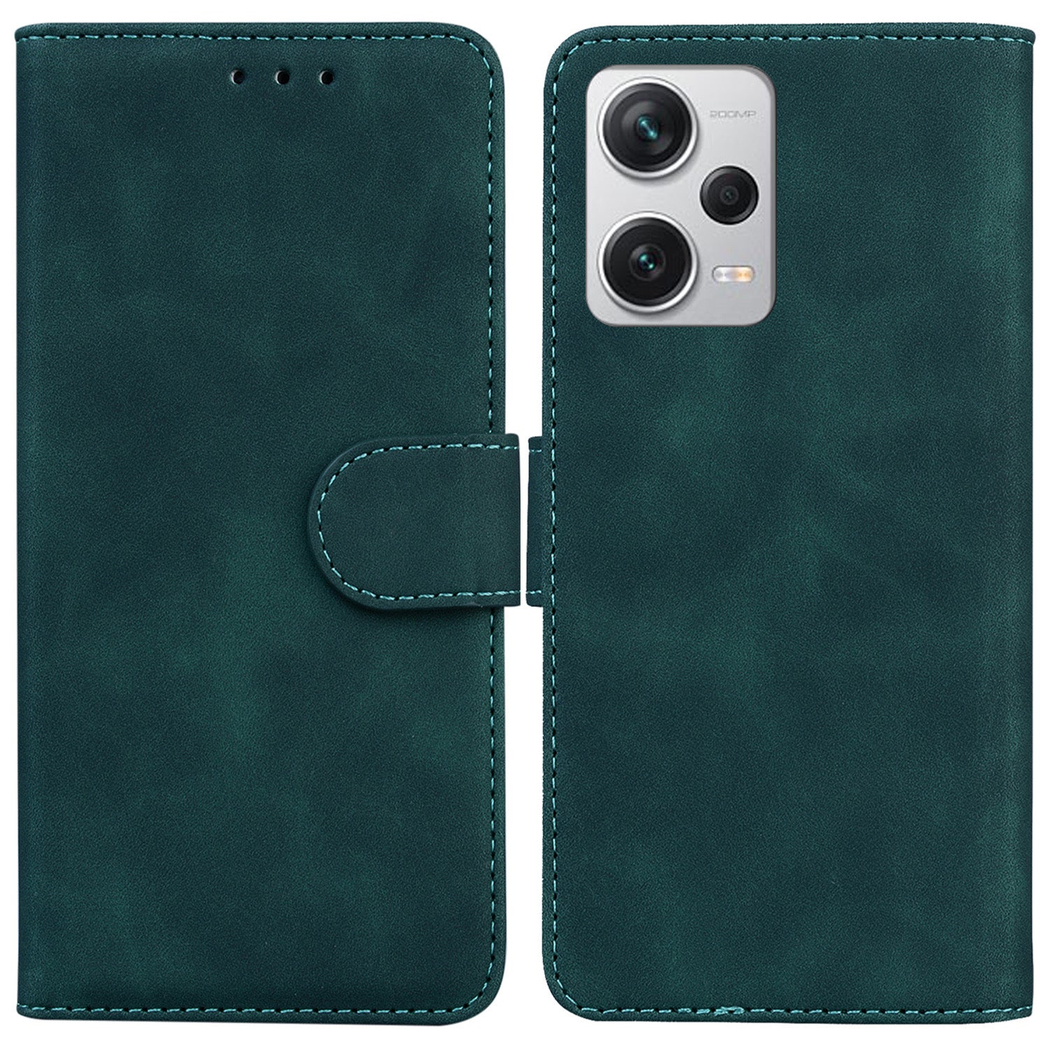 For Xiaomi Redmi Note 12 Pro+ 5G PU Leather Cover Solid Color Wallet Stand Protective Phone Case
