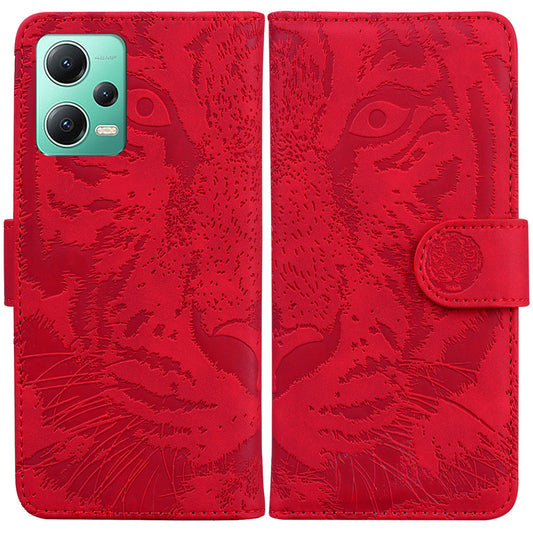 Leather Flip Phone Case for Xiaomi Redmi Note 12 5G (Global) / (India) / (China) / Poco X5 5G , Tiger Pattern Imprinted Stand Wallet Cover