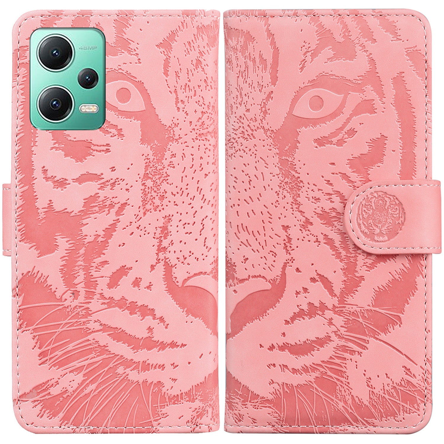 Leather Flip Phone Case for Xiaomi Redmi Note 12 5G (Global) / (India) / (China) / Poco X5 5G , Tiger Pattern Imprinted Stand Wallet Cover