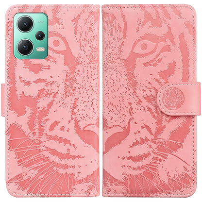 Leather Flip Phone Case for Xiaomi Redmi Note 12 5G (Global) / (India) / (China) / Poco X5 5G , Tiger Pattern Imprinted Stand Wallet Cover