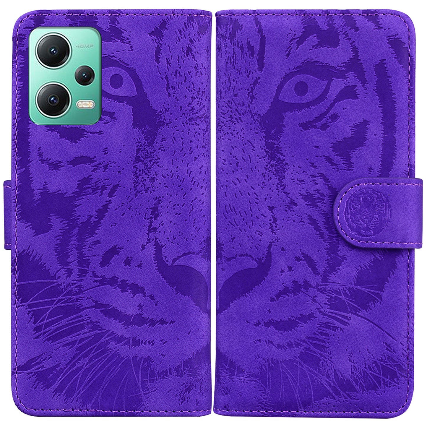 Leather Flip Phone Case for Xiaomi Redmi Note 12 5G (Global) / (India) / (China) / Poco X5 5G , Tiger Pattern Imprinted Stand Wallet Cover