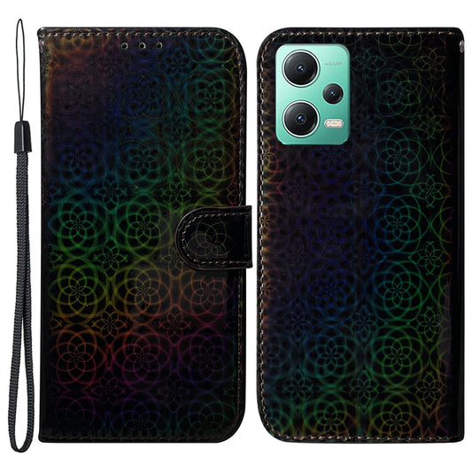 Anti-drop PU Leather Phone Case For Xiaomi Poco X5 5G / Redmi Note 12 5G (Global) / (India) / (China) , Dazzling Flower Pattern Cover