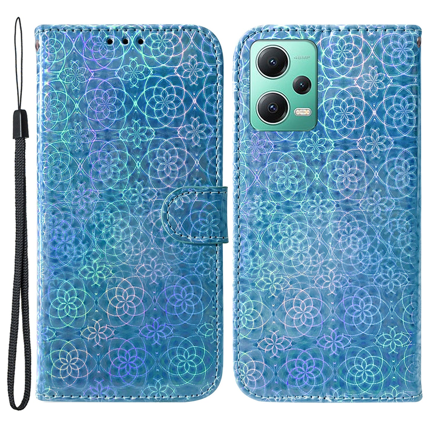 Anti-drop PU Leather Phone Case For Xiaomi Poco X5 5G / Redmi Note 12 5G (Global) / (India) / (China) , Dazzling Flower Pattern Cover