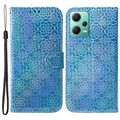 Anti-drop PU Leather Phone Case For Xiaomi Poco X5 5G / Redmi Note 12 5G (Global) / (India) / (China) , Dazzling Flower Pattern Cover