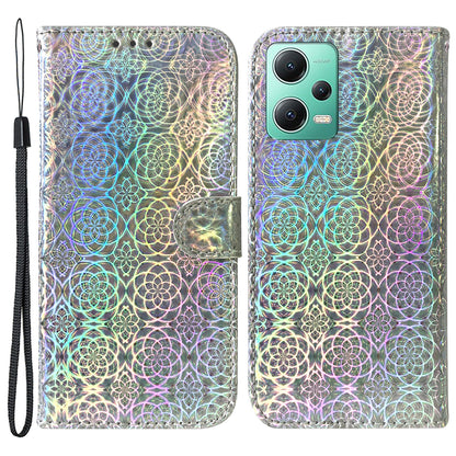 Anti-drop PU Leather Phone Case For Xiaomi Poco X5 5G / Redmi Note 12 5G (Global) / (India) / (China) , Dazzling Flower Pattern Cover