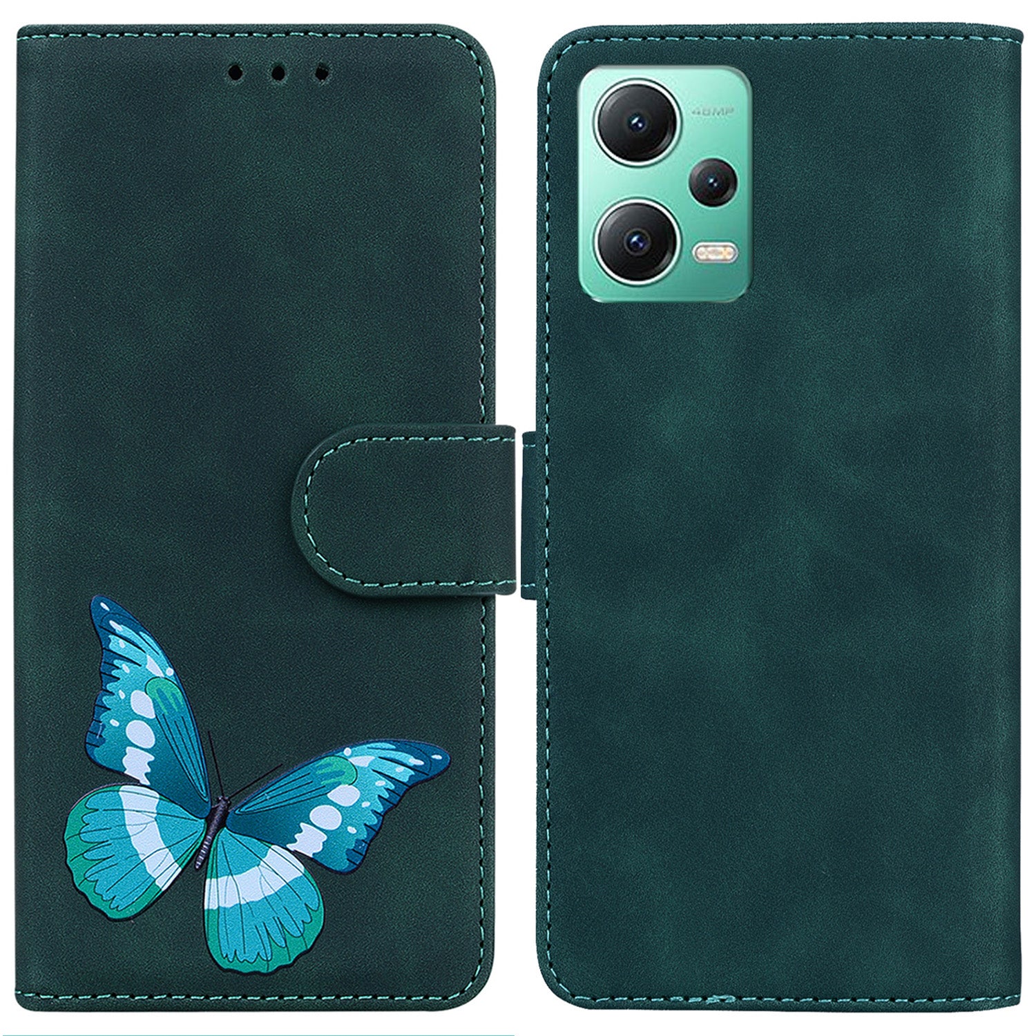 For Xiaomi Redmi Note 12 5G (Global) / (India) / (China) / Poco X5 5G Leather Wallet Phone Cover Butterfly Printing Stand Phone Case