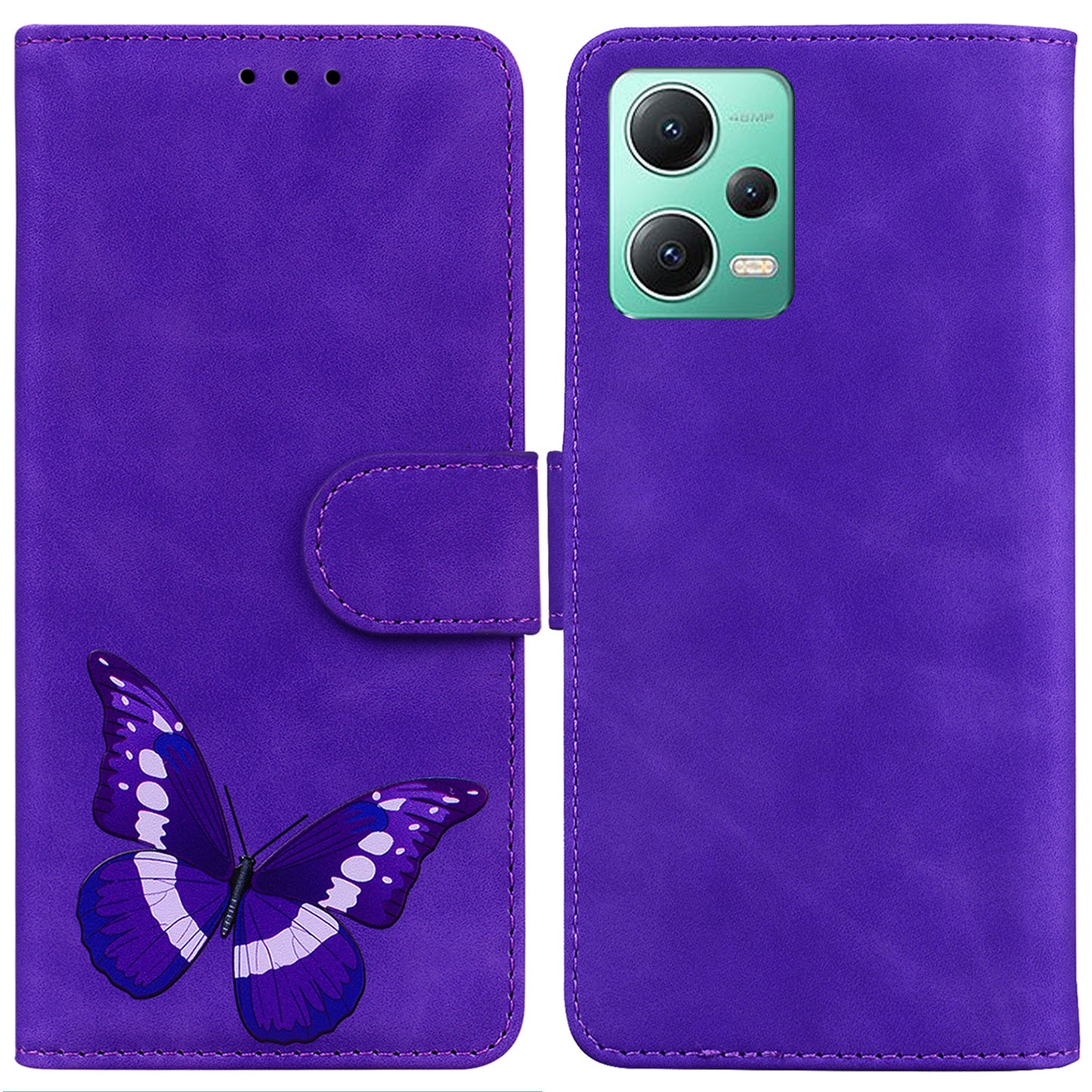 For Xiaomi Redmi Note 12 5G (Global) / (India) / (China) / Poco X5 5G Leather Wallet Phone Cover Butterfly Printing Stand Phone Case
