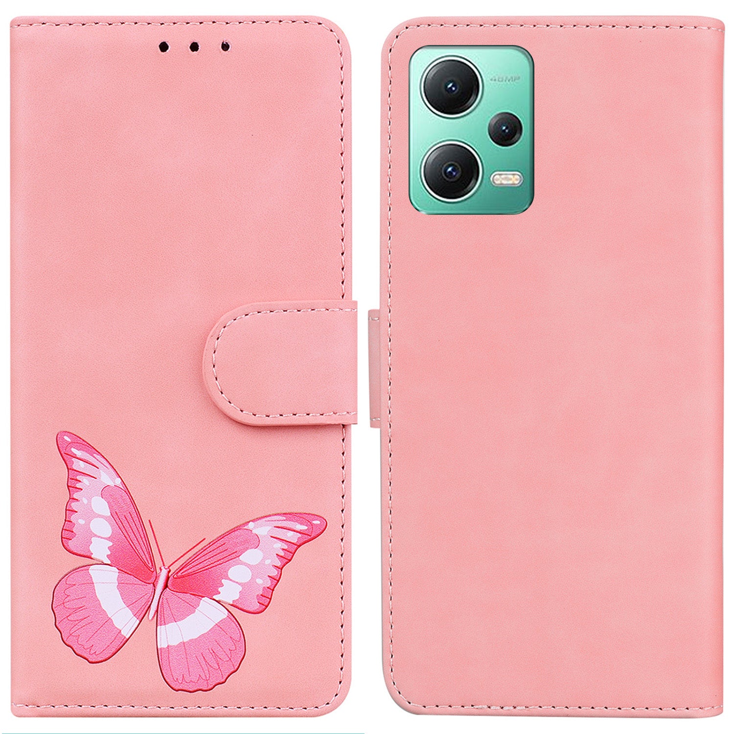 For Xiaomi Redmi Note 12 5G (Global) / (India) / (China) / Poco X5 5G Leather Wallet Phone Cover Butterfly Printing Stand Phone Case