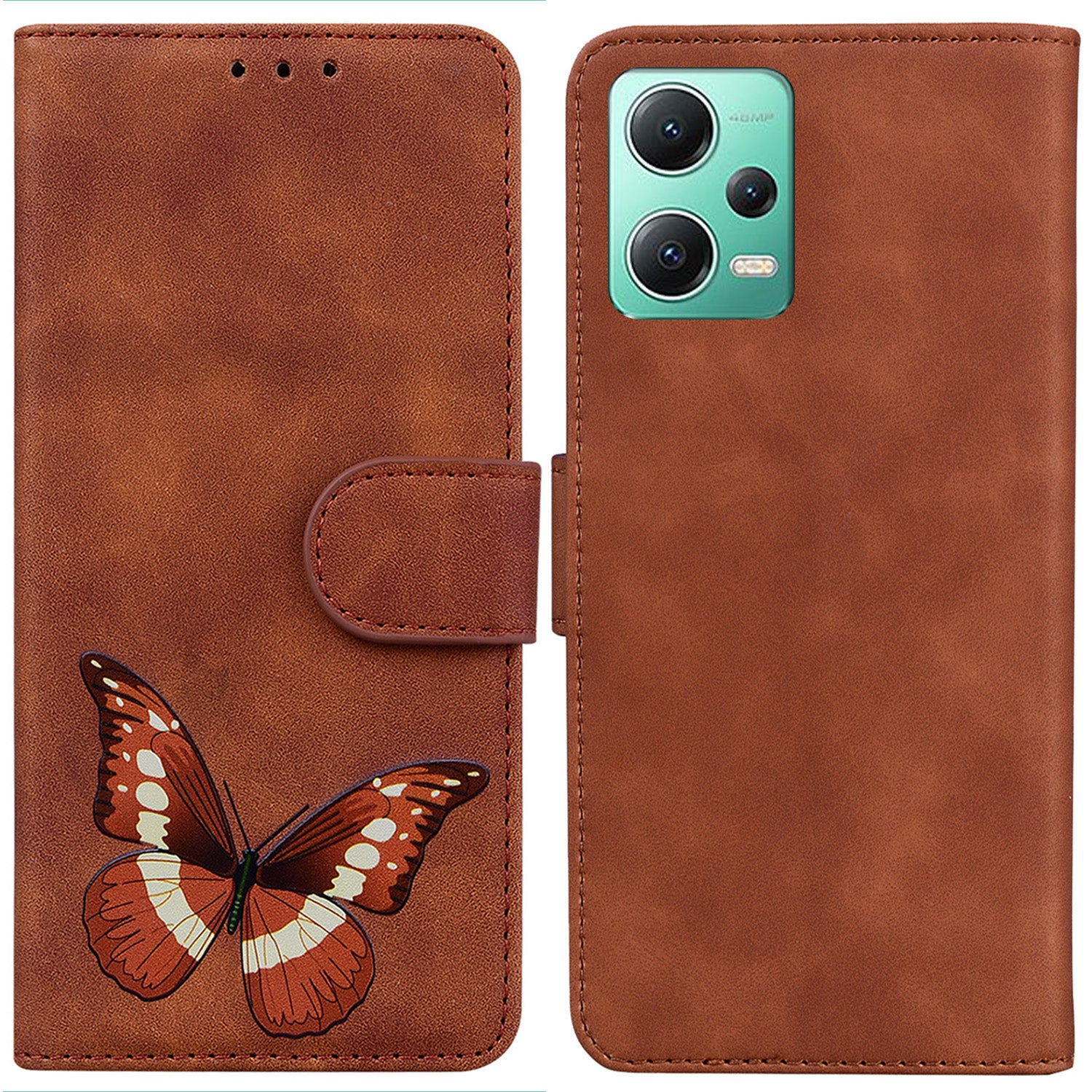 For Xiaomi Redmi Note 12 5G (Global) / (India) / (China) / Poco X5 5G Leather Wallet Phone Cover Butterfly Printing Stand Phone Case