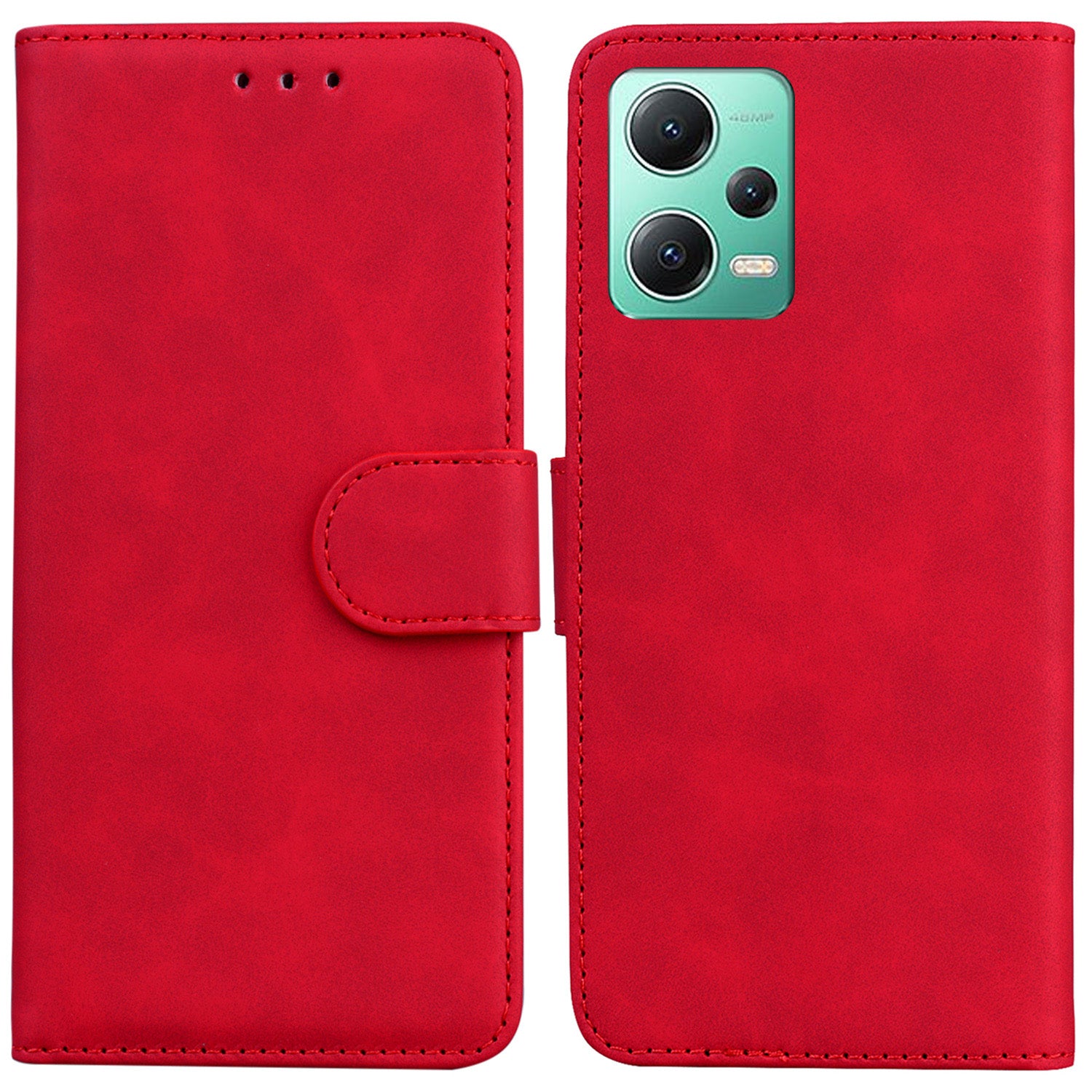 For Xiaomi Redmi Note 12 5G (Global) / (India) / (China) / Poco X5 5G PU Leather Phone Case Solid Color Stand Wallet Cover