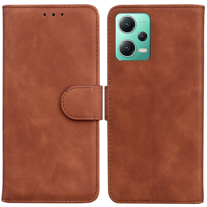 For Xiaomi Redmi Note 12 5G (Global) / (India) / (China) / Poco X5 5G PU Leather Phone Case Solid Color Stand Wallet Cover