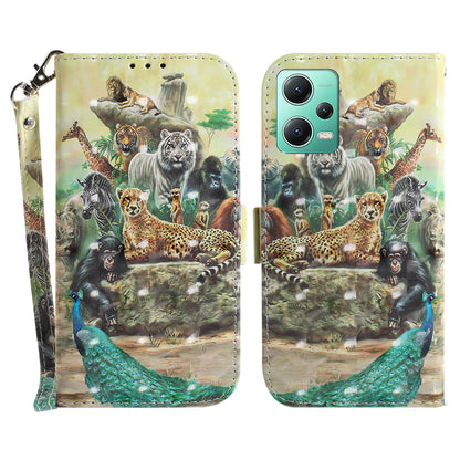 For Xiaomi Redmi Note 12 5G (Global) / (India) / (China) / Poco X5 5G Pattern Printing Anti-drop Leather Phone Case Stand Wallet