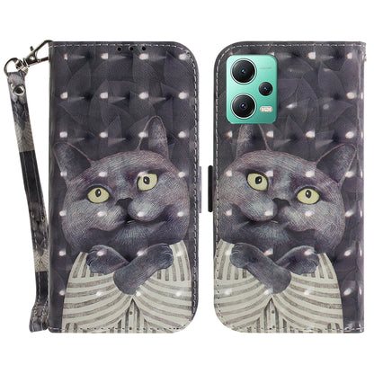 For Xiaomi Redmi Note 12 5G (Global) / (India) / (China) / Poco X5 5G Pattern Printing Anti-drop Leather Phone Case Stand Wallet
