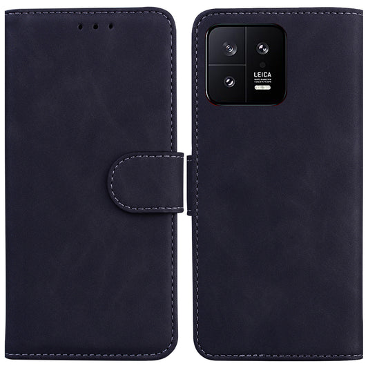 For Xiaomi 13 5G PU Leather Solid Color Wallet Case Stand Magnetic Clasp Shockproof Phone Cover