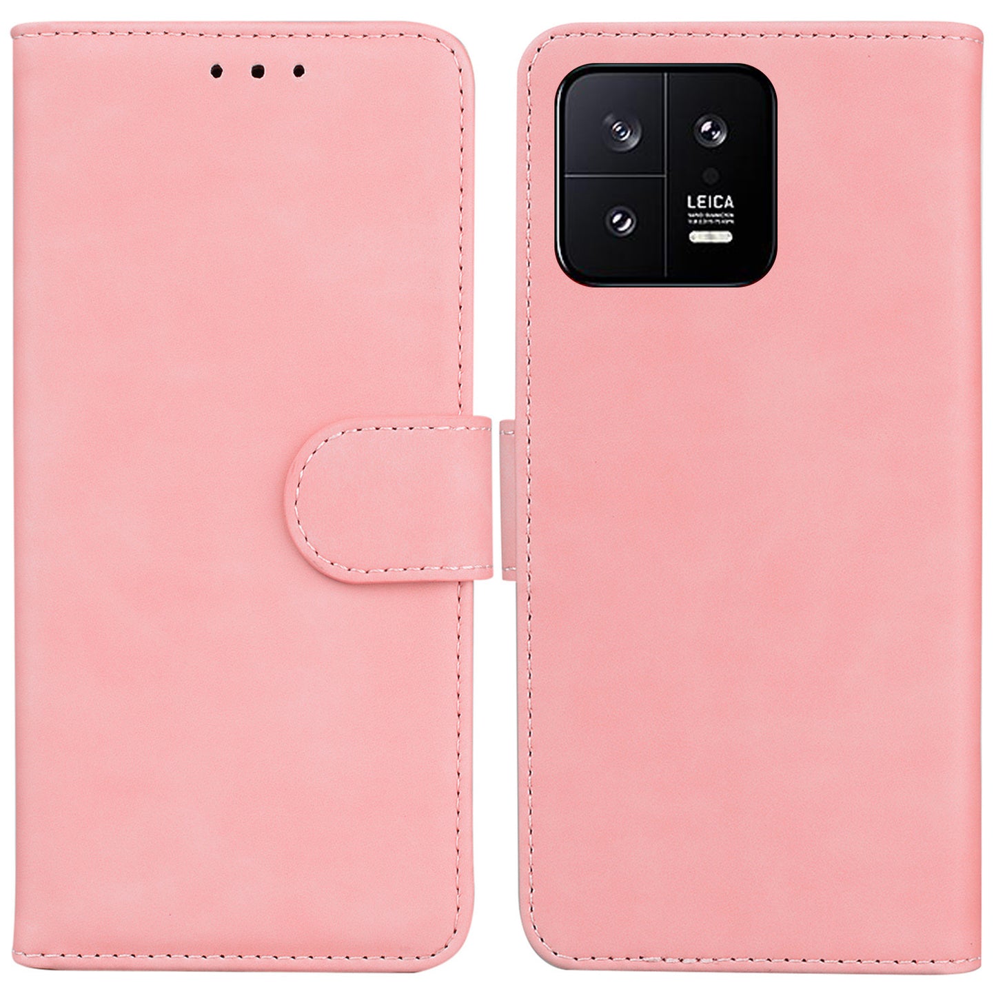 For Xiaomi 13 5G PU Leather Solid Color Wallet Case Stand Magnetic Clasp Shockproof Phone Cover