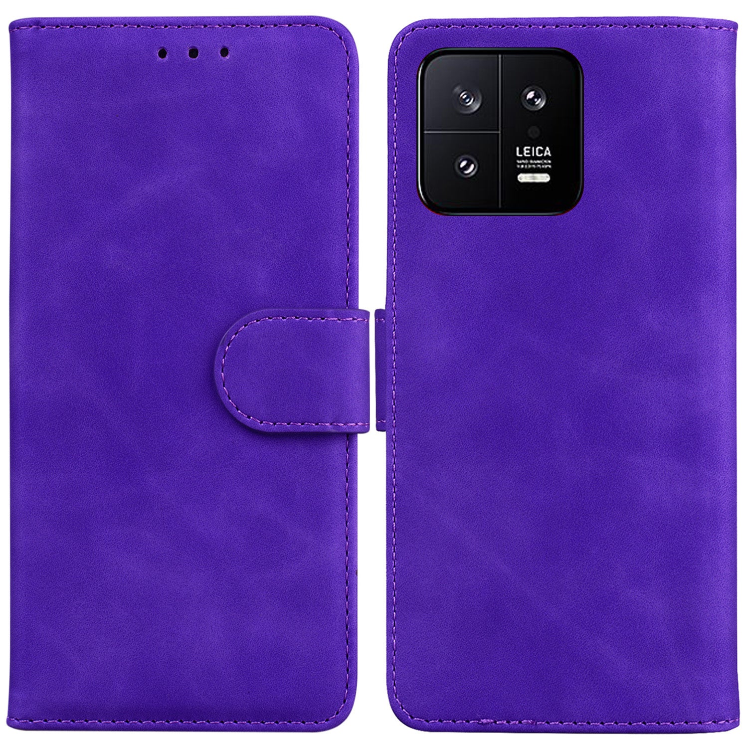 For Xiaomi 13 5G PU Leather Solid Color Wallet Case Stand Magnetic Clasp Shockproof Phone Cover