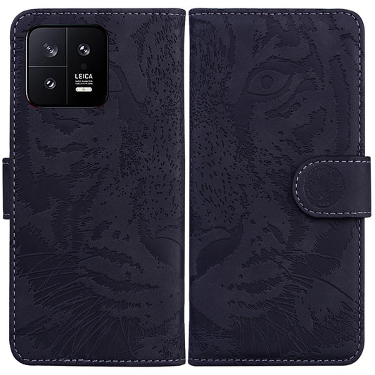 For Xiaomi 13 5G PU Leather Phone Case with Wallet Tiger Pattern Imprinted Stand Phone Bags Cover