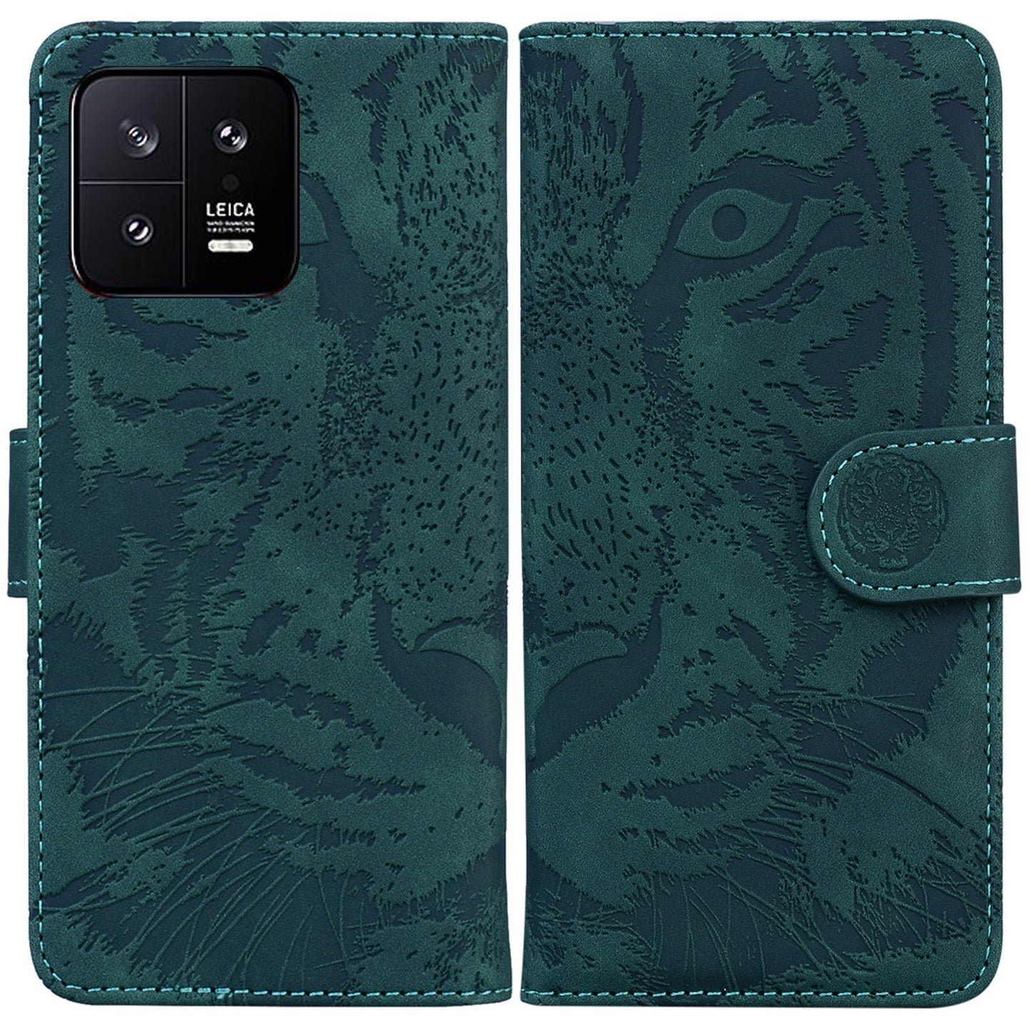 For Xiaomi 13 5G PU Leather Phone Case with Wallet Tiger Pattern Imprinted Stand Phone Bags Cover
