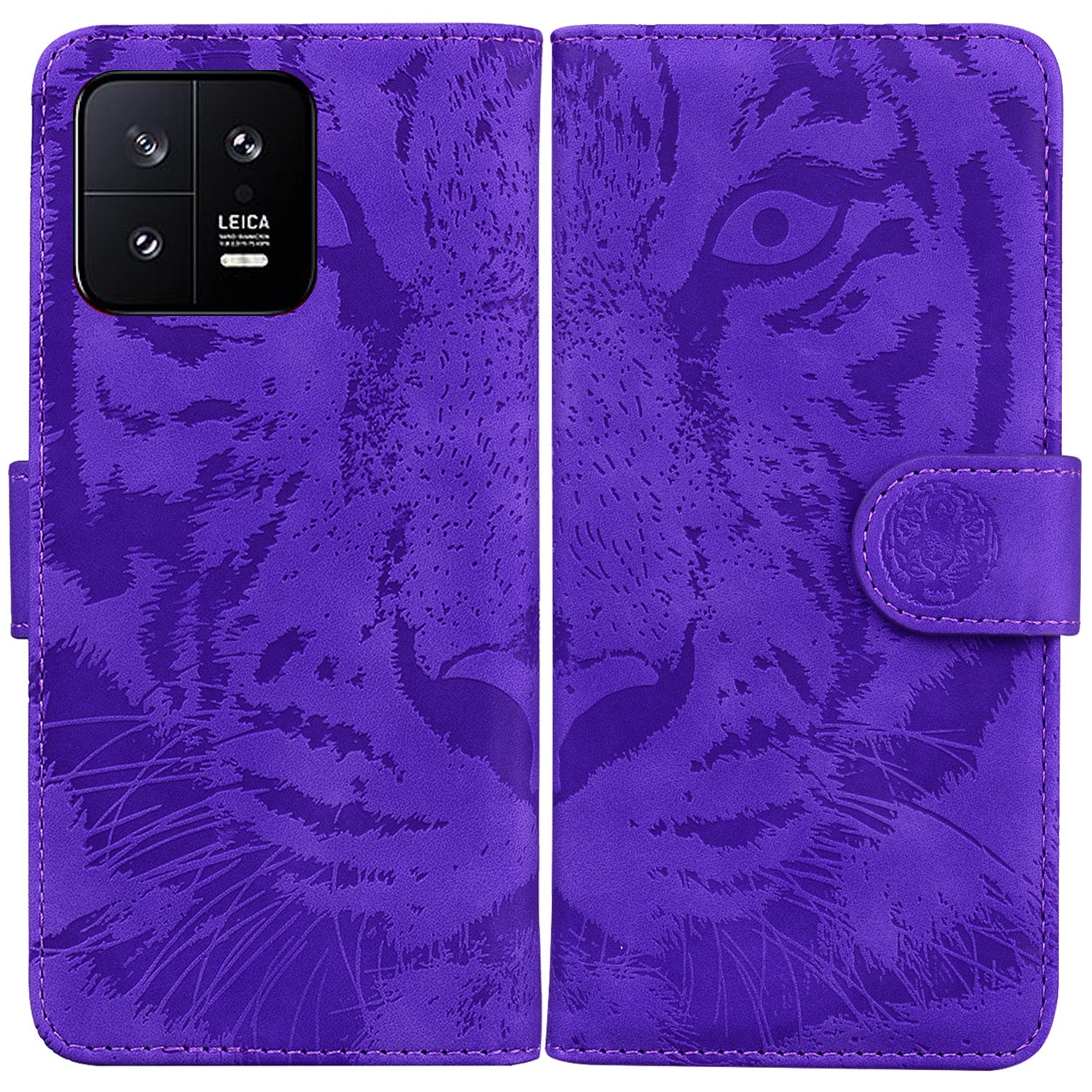 For Xiaomi 13 5G PU Leather Phone Case with Wallet Tiger Pattern Imprinted Stand Phone Bags Cover