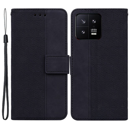For Xiaomi 13 5G Anti-drop Phone Case Stand Imprinted Flip Leather Phone Cover with Wallet