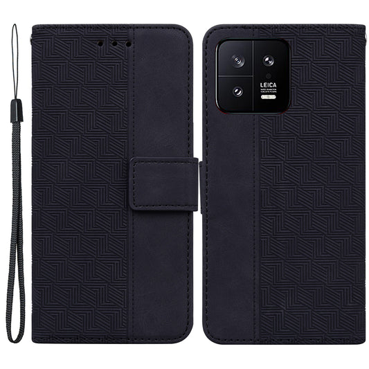 For Xiaomi 13 5G Anti-drop Phone Case Stand Imprinted Flip Leather Phone Cover with Wallet