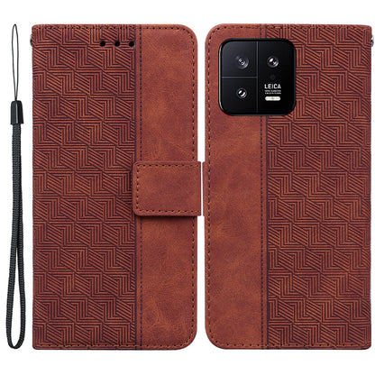 For Xiaomi 13 5G Anti-drop Phone Case Stand Imprinted Flip Leather Phone Cover with Wallet