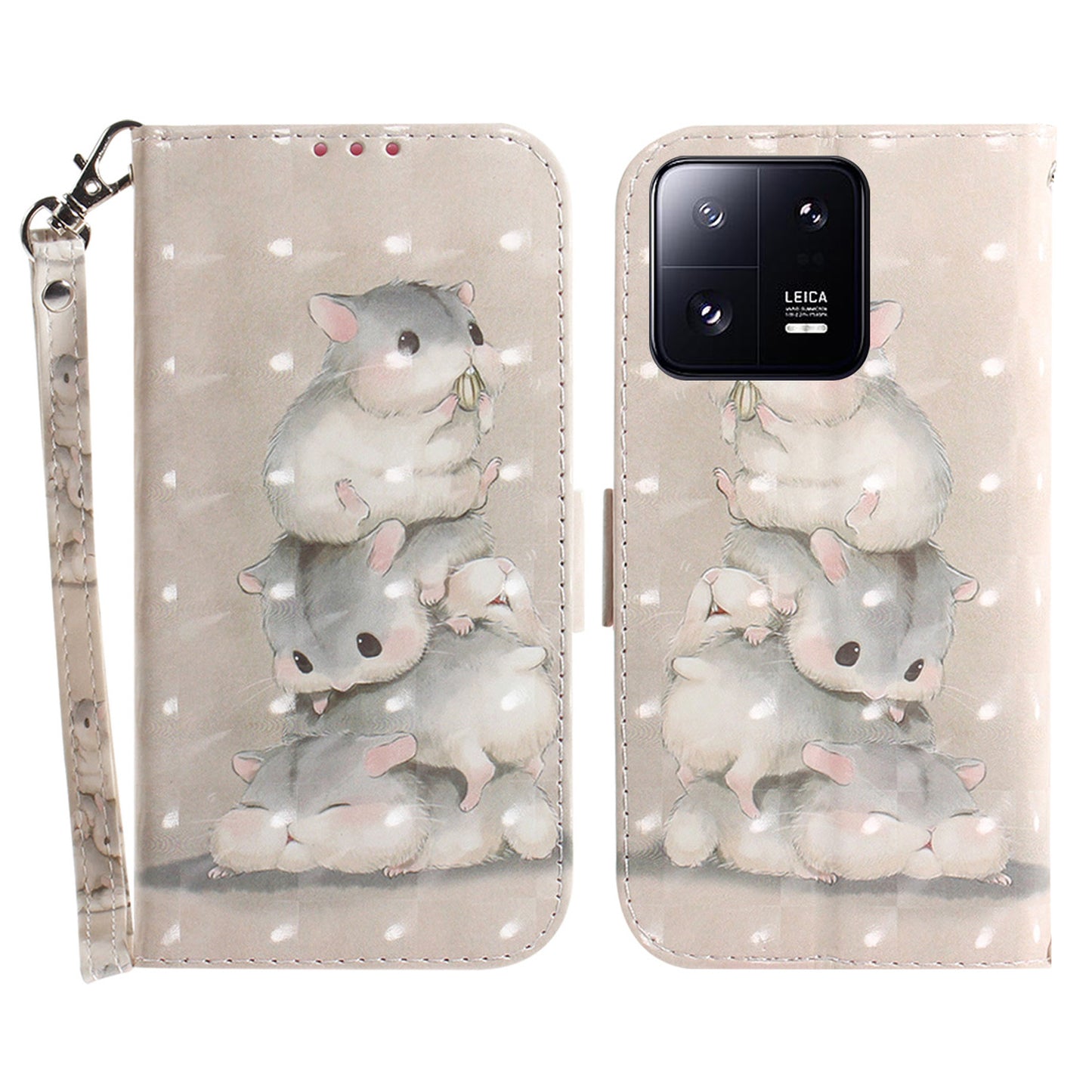 Anti-fall Folio Flip Phone Cover for Xiaomi 13 Pro 5G Stand Wallet Phone Case with Strap