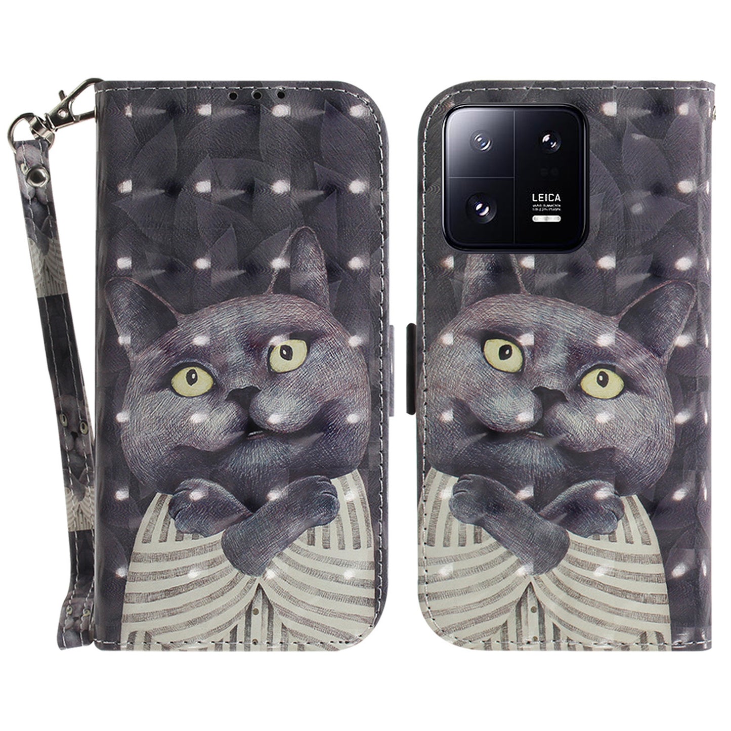 Anti-fall Folio Flip Phone Cover for Xiaomi 13 Pro 5G Stand Wallet Phone Case with Strap