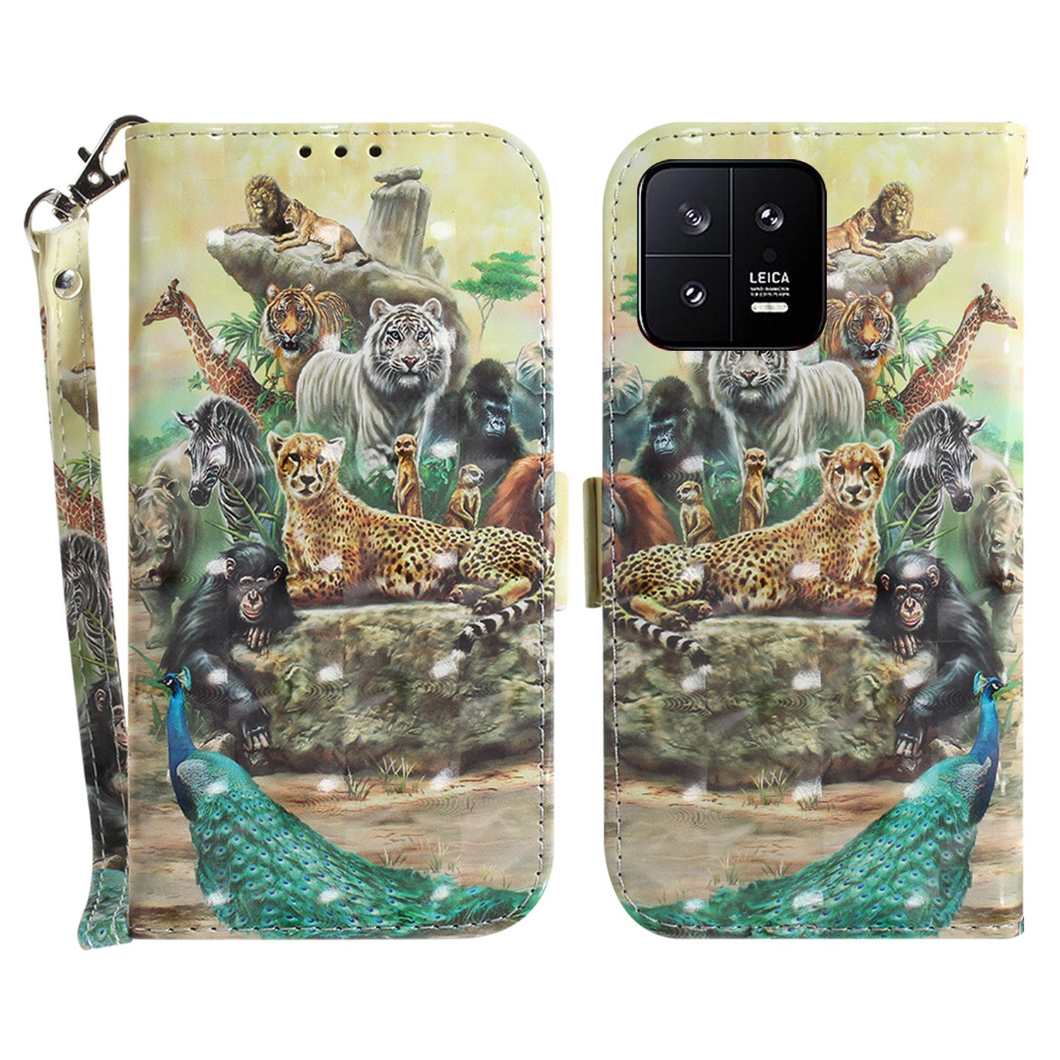 Cell Phone Cover Stand For Xiaomi 13 5G Anti-scratch PU Leather Flip Phone Case Wallet with Strap