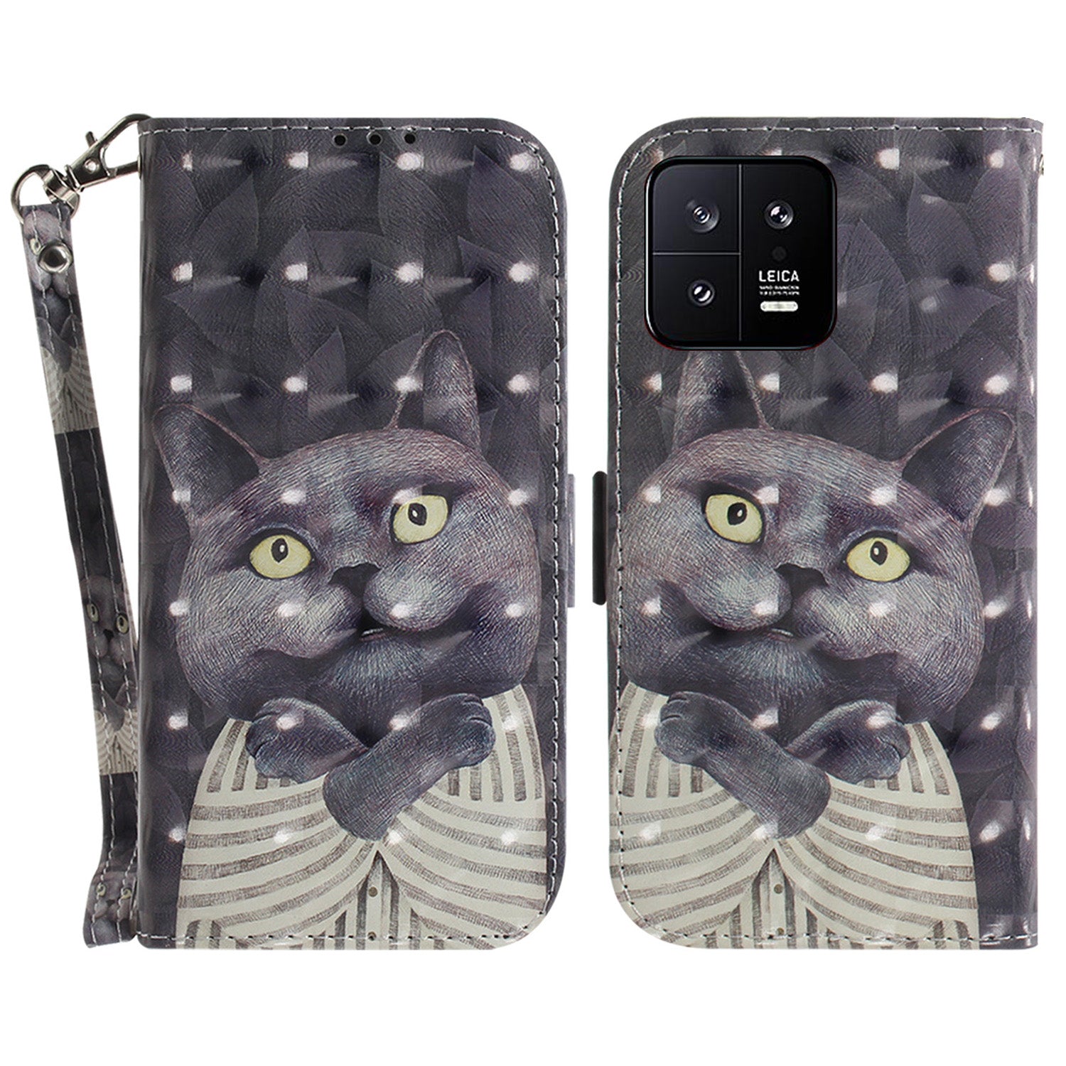 Cell Phone Cover Stand For Xiaomi 13 5G Anti-scratch PU Leather Flip Phone Case Wallet with Strap