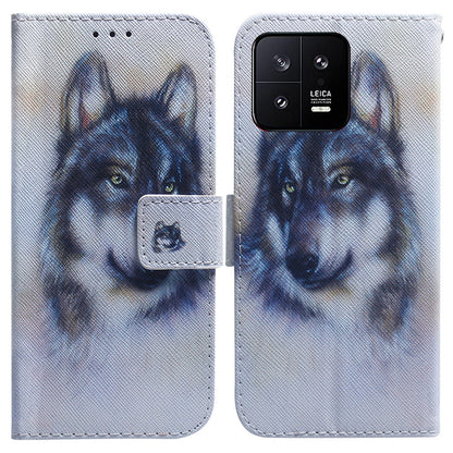 For Xiaomi 13 5G PU Leather Wallet Phone Case Pattern Printing Folding Stand Cover with Strap