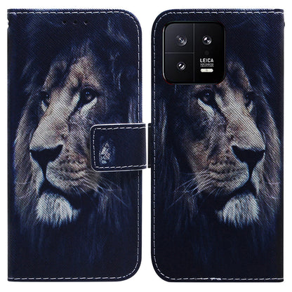 For Xiaomi 13 5G PU Leather Wallet Phone Case Pattern Printing Folding Stand Cover with Strap