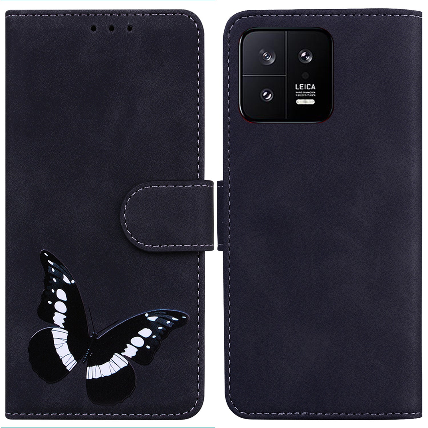 For Xiaomi 13 5G Butterfly Printing Folding Stand Cover Anti-drop Leather Wallet Phone Case