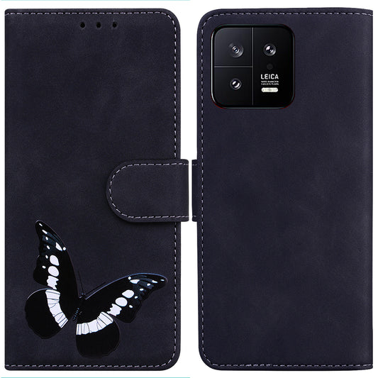 For Xiaomi 13 5G Butterfly Printing Folding Stand Cover Anti-drop Leather Wallet Phone Case