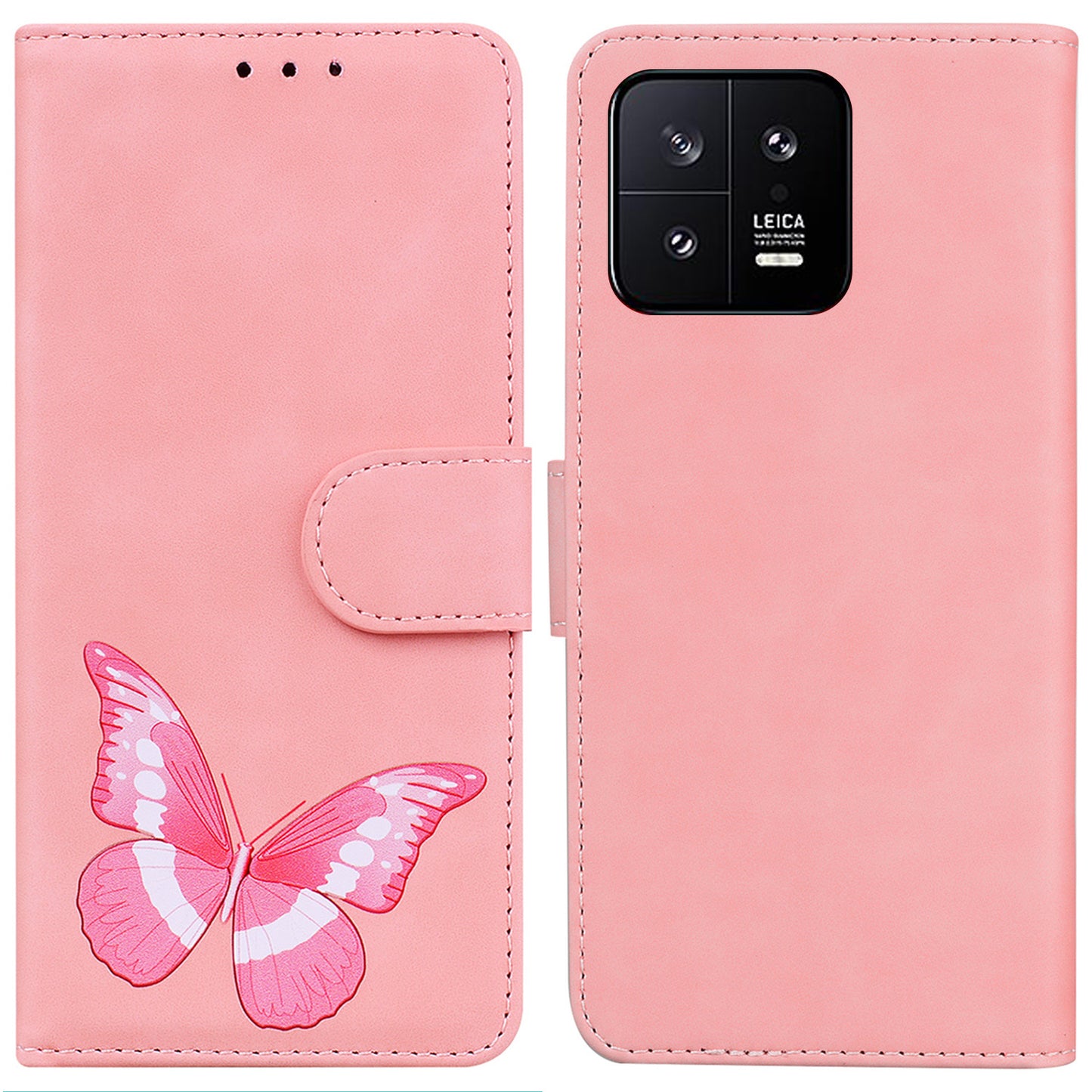 For Xiaomi 13 5G Butterfly Printing Folding Stand Cover Anti-drop Leather Wallet Phone Case