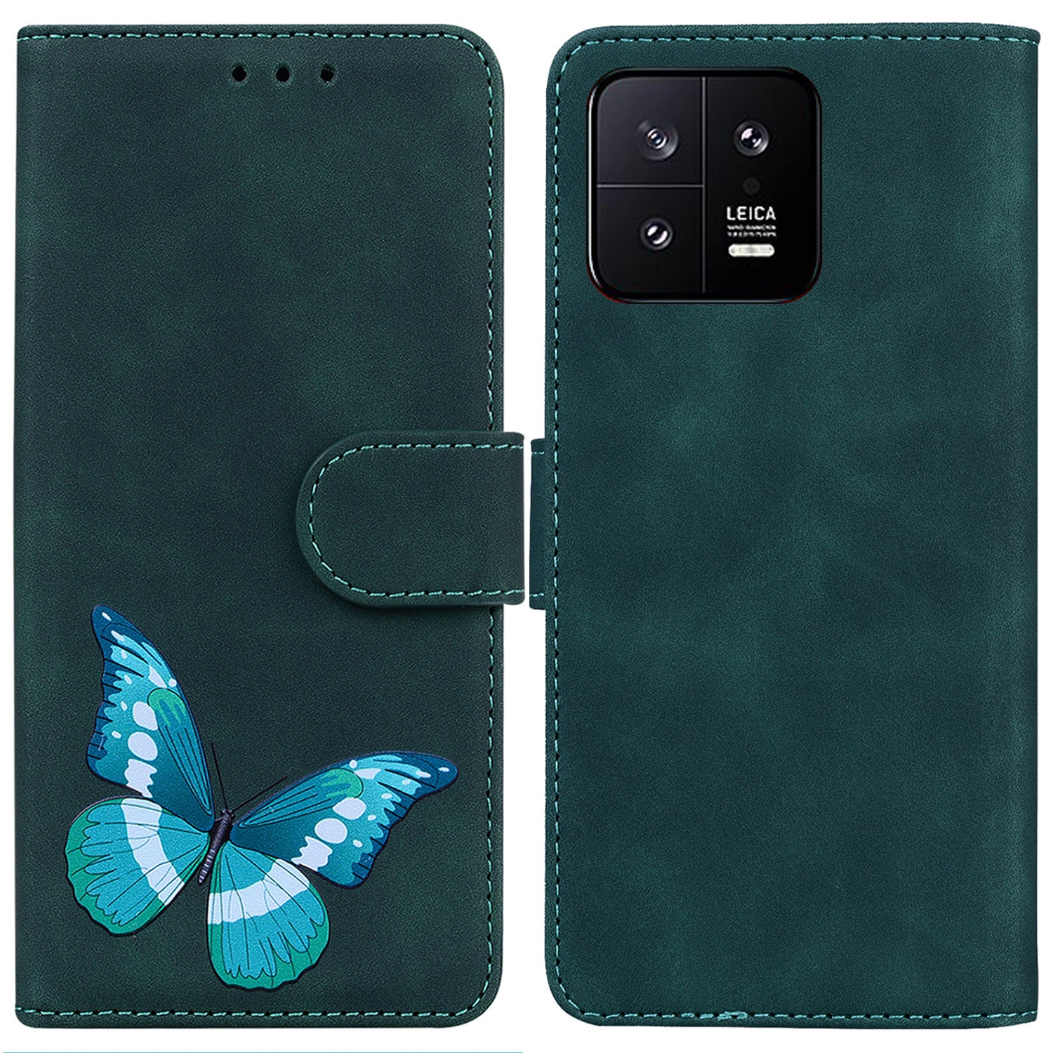 For Xiaomi 13 5G Butterfly Printing Folding Stand Cover Anti-drop Leather Wallet Phone Case