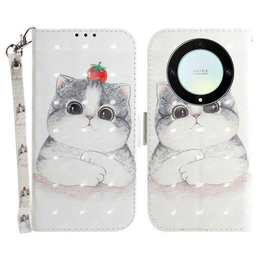 Anti-drop Phone Cover for Honor X40 5G / X9a 5G / Magic5 Lite 5G , Folio Flip Wallet Phone Case with Strap