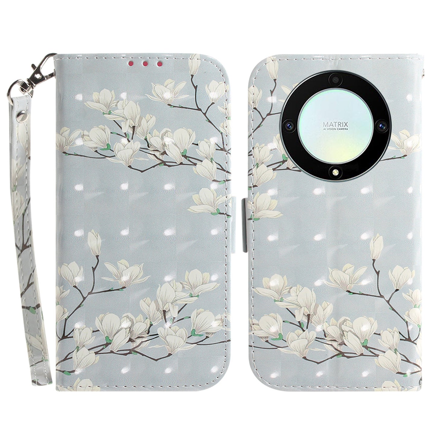 Anti-drop Phone Cover for Honor X40 5G / X9a 5G / Magic5 Lite 5G , Folio Flip Wallet Phone Case with Strap