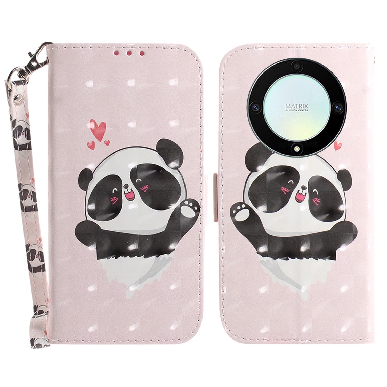 Anti-drop Phone Cover for Honor X40 5G / X9a 5G / Magic5 Lite 5G , Folio Flip Wallet Phone Case with Strap