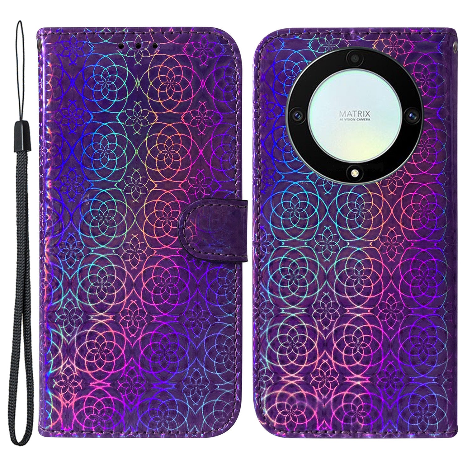 For Honor X40 5G / X9a 5G / Magic5 Lite 5G PU Leather Wallet Cover Dazzling Flower Pattern Flip Stand Phone Case
