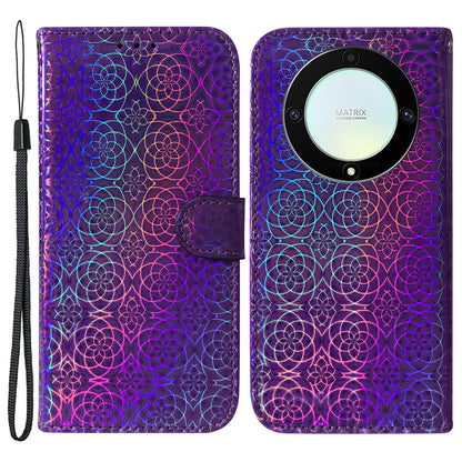 For Honor X40 5G / X9a 5G / Magic5 Lite 5G PU Leather Wallet Cover Dazzling Flower Pattern Flip Stand Phone Case