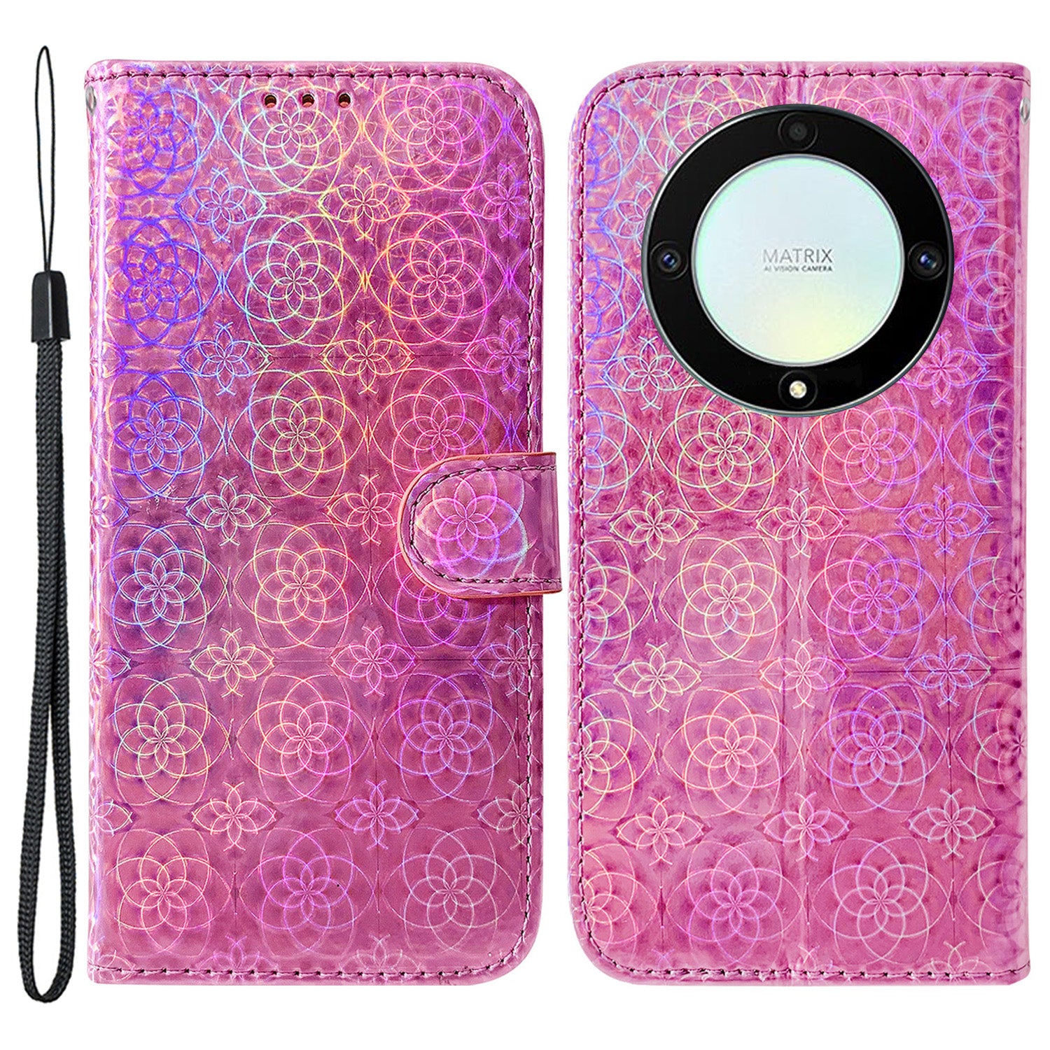 For Honor X40 5G / X9a 5G / Magic5 Lite 5G PU Leather Wallet Cover Dazzling Flower Pattern Flip Stand Phone Case