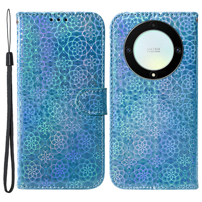 For Honor X40 5G / X9a 5G / Magic5 Lite 5G PU Leather Wallet Cover Dazzling Flower Pattern Flip Stand Phone Case