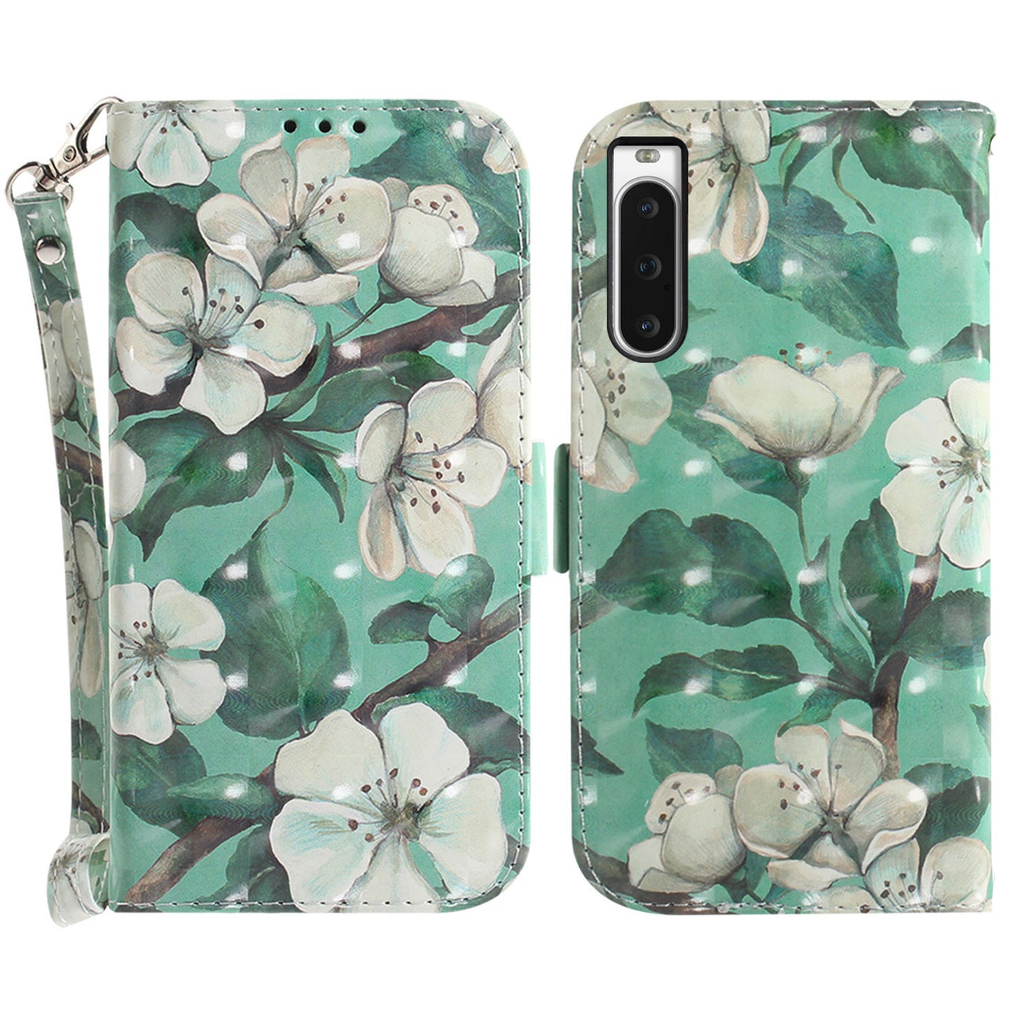PU Leather Folio Flip Cover for Sony Xperia 10 V Protective Case Wallet Phone Cover with Strap