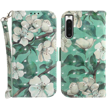 PU Leather Folio Flip Cover for Sony Xperia 10 V Protective Case Wallet Phone Cover with Strap