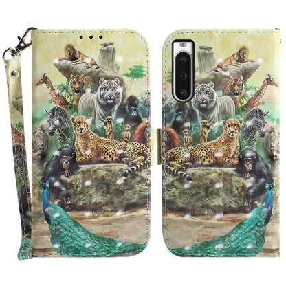 PU Leather Folio Flip Cover for Sony Xperia 10 V Protective Case Wallet Phone Cover with Strap