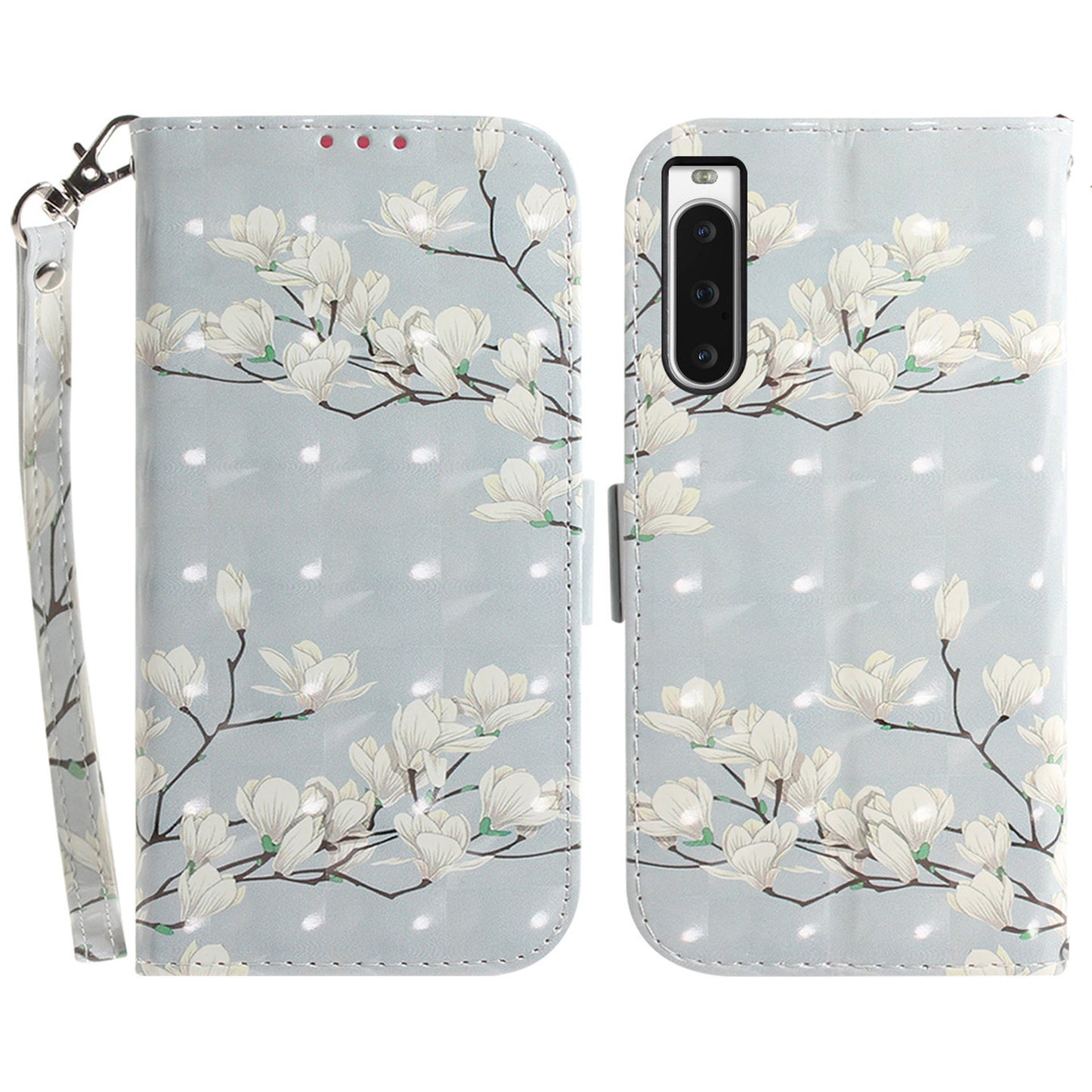 PU Leather Folio Flip Cover for Sony Xperia 10 V Protective Case Wallet Phone Cover with Strap