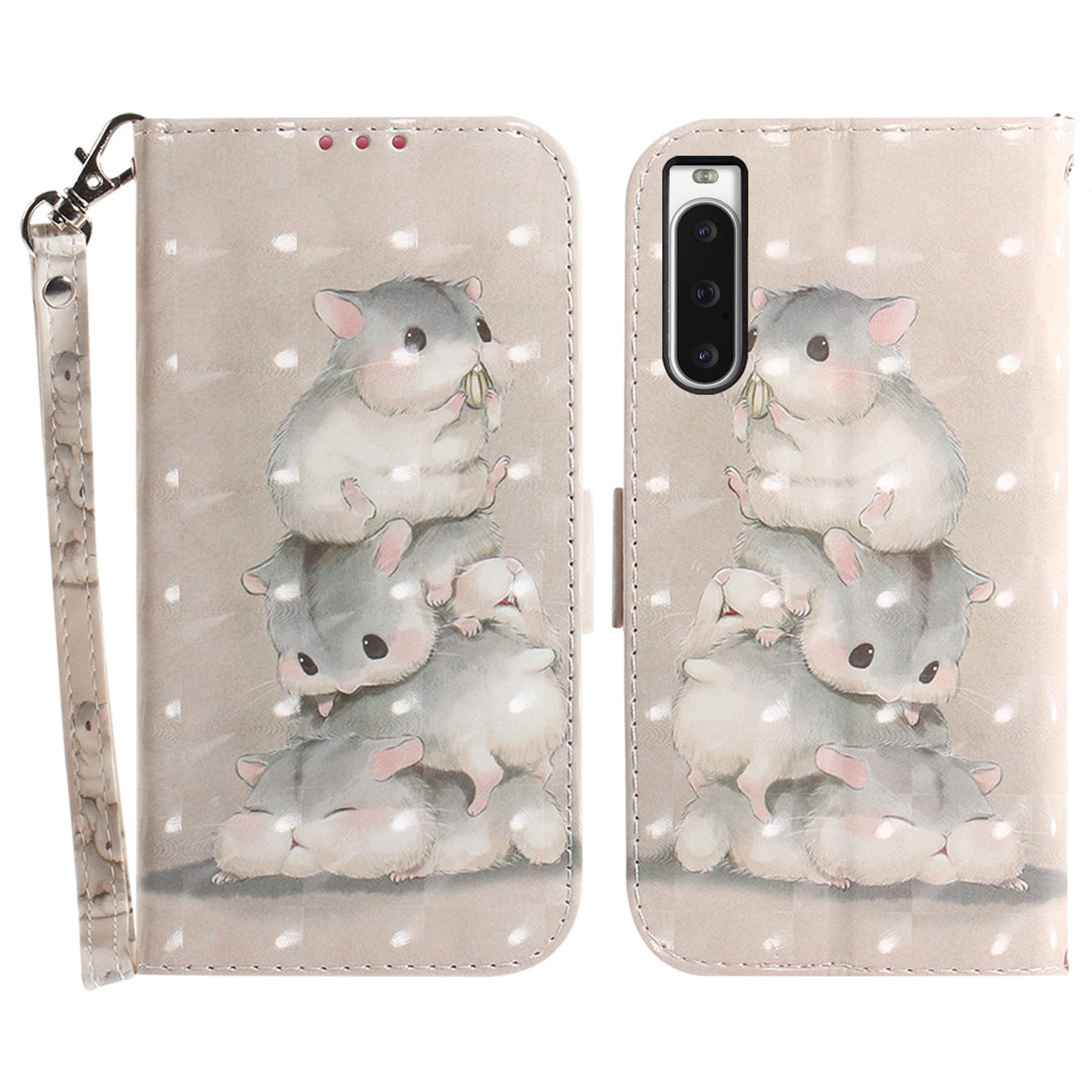 PU Leather Folio Flip Cover for Sony Xperia 10 V Protective Case Wallet Phone Cover with Strap